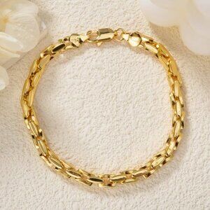 8" Womens 18K Gold Chain Link Style Bracelet New 18 K Silver Stamped 8in Jewelry